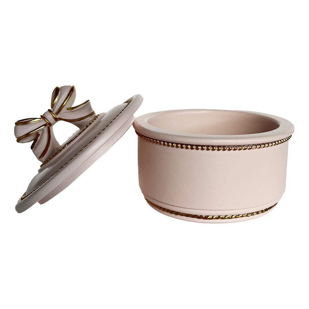 Lid a jar pink trinket box on a white background