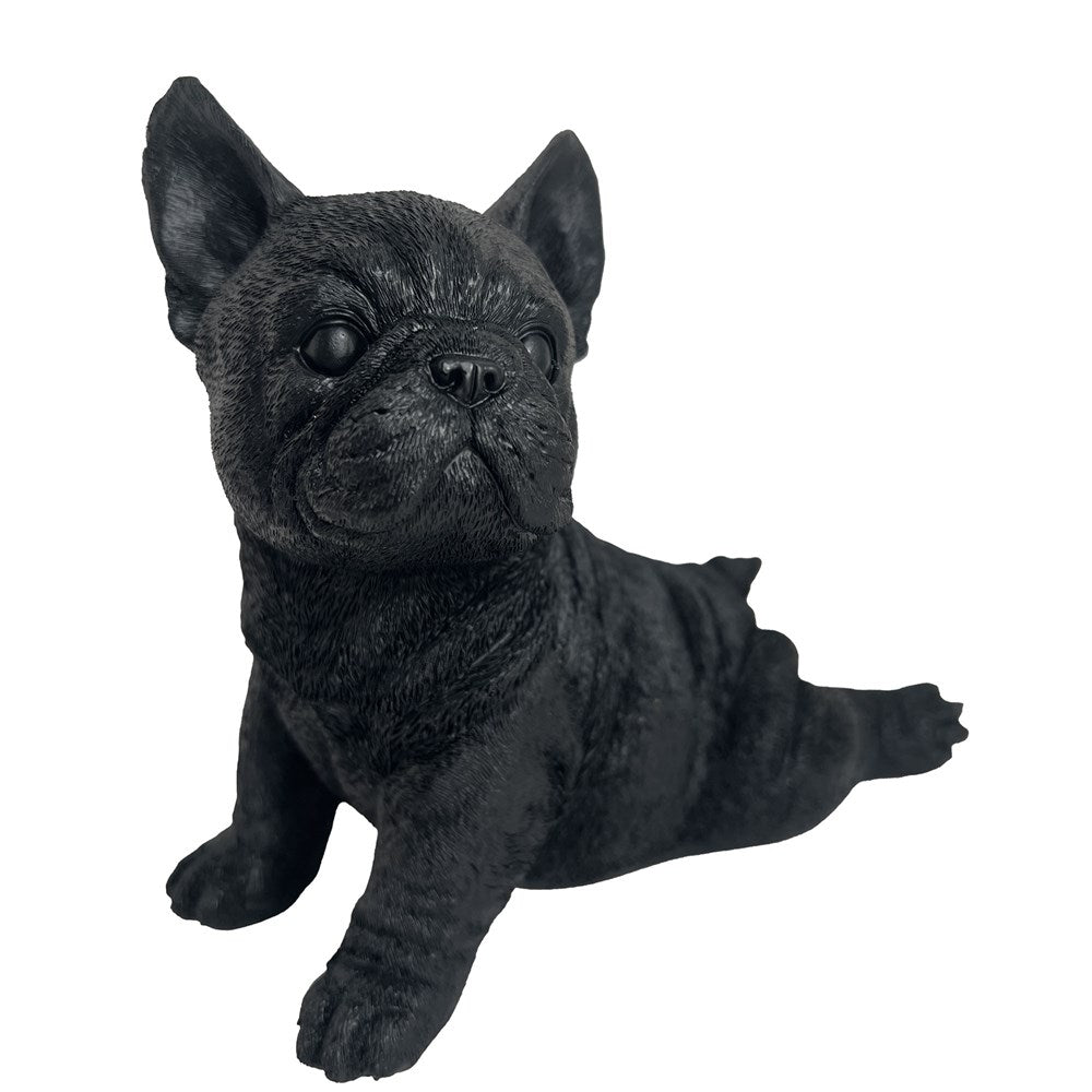 Black French Bulldog figurine on a white background
