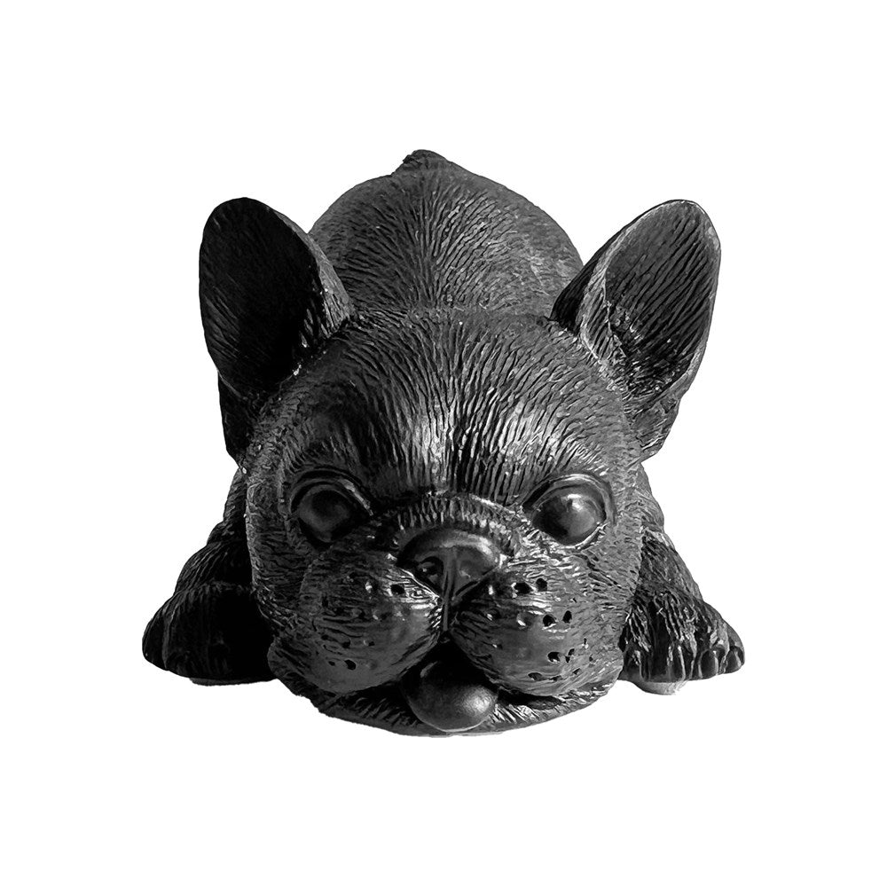 Black statue dog on a white background