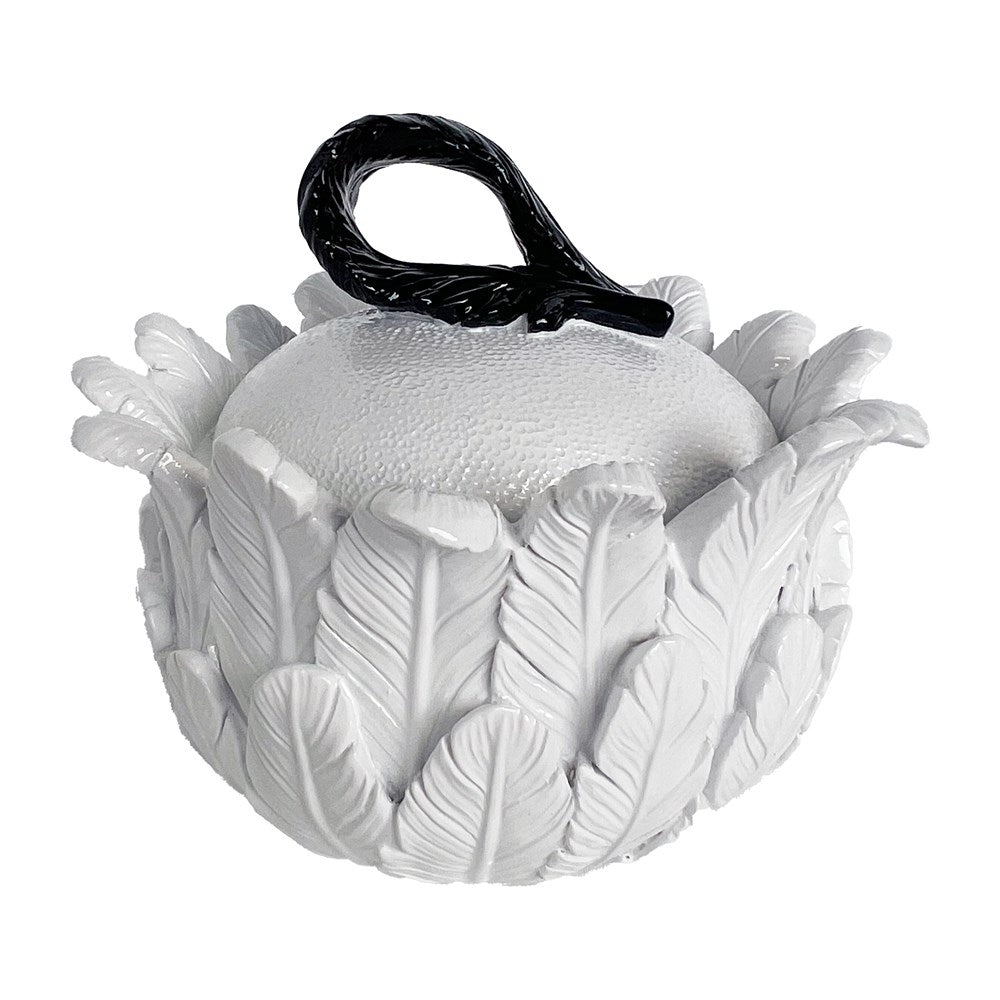 Feather design trinket box on a white background