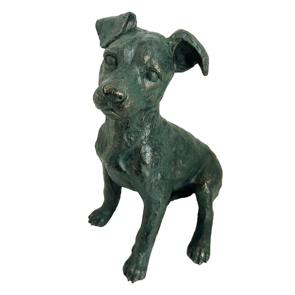 Statue of a dog on a white background