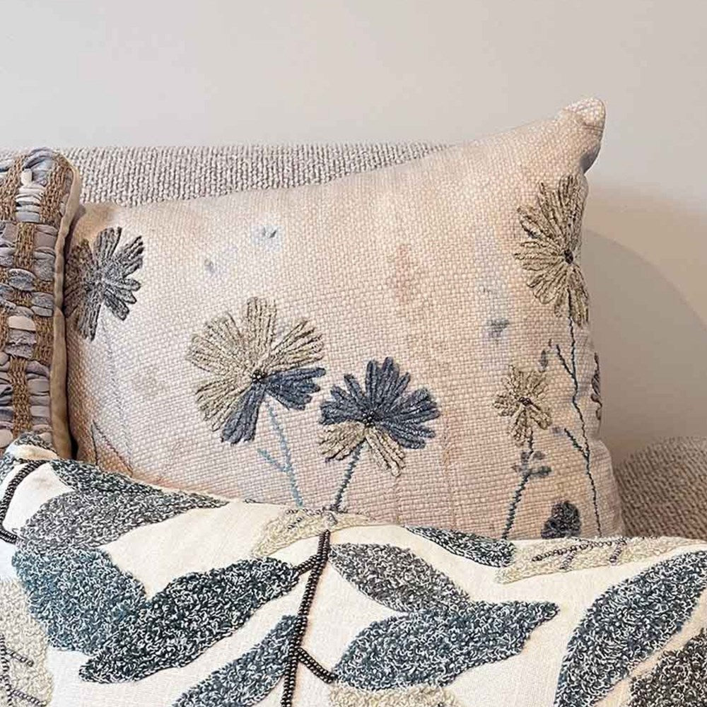 WILDFLOWERS EMBROIDERED CUSHION 45x45CM