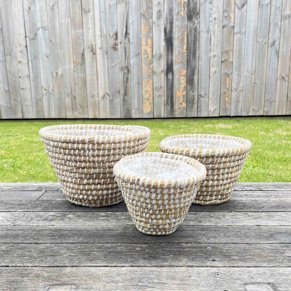 KANS GRASS ROUND PLANTERS SET OF 3