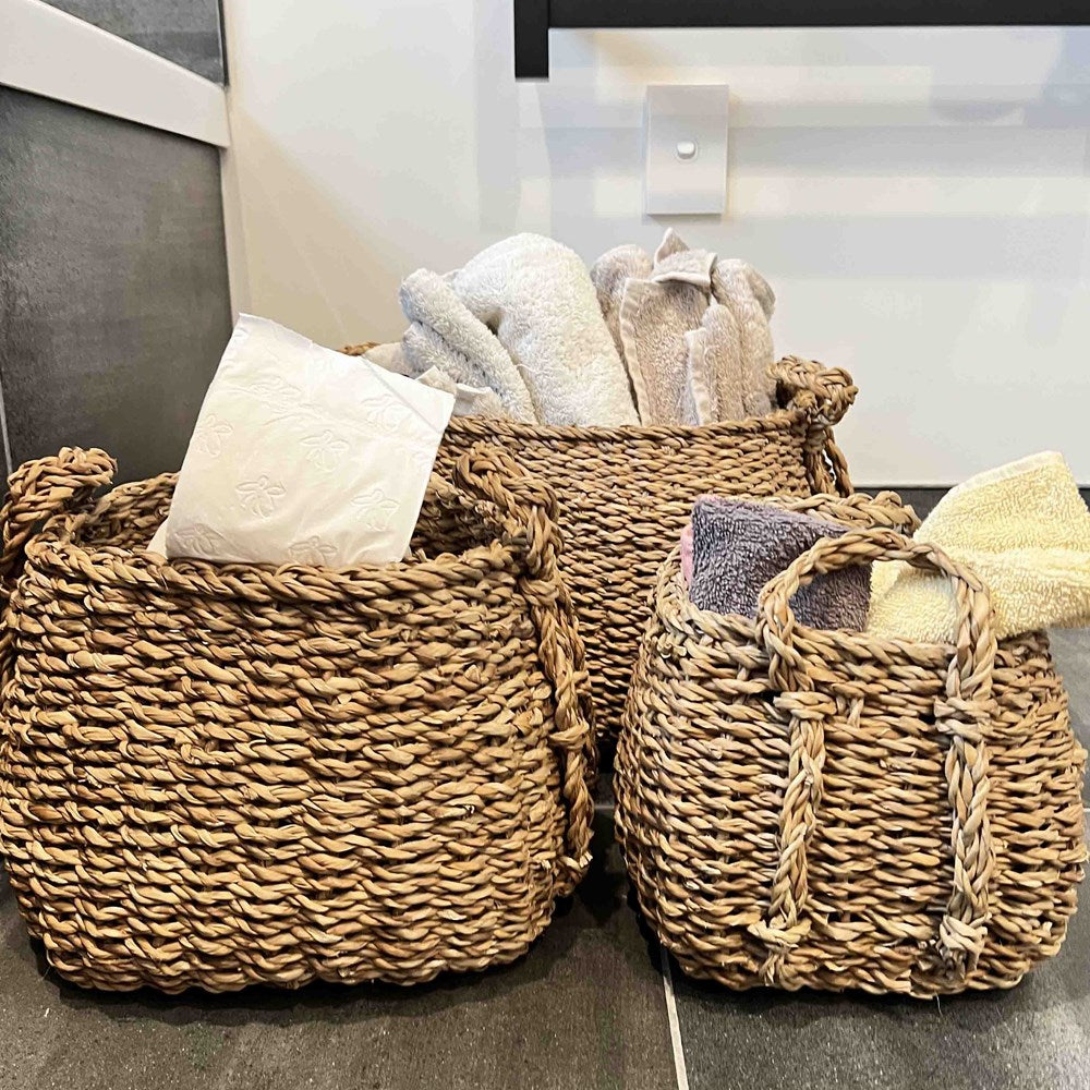 SEAGRASS BASKETS SQUARE SET OF 3