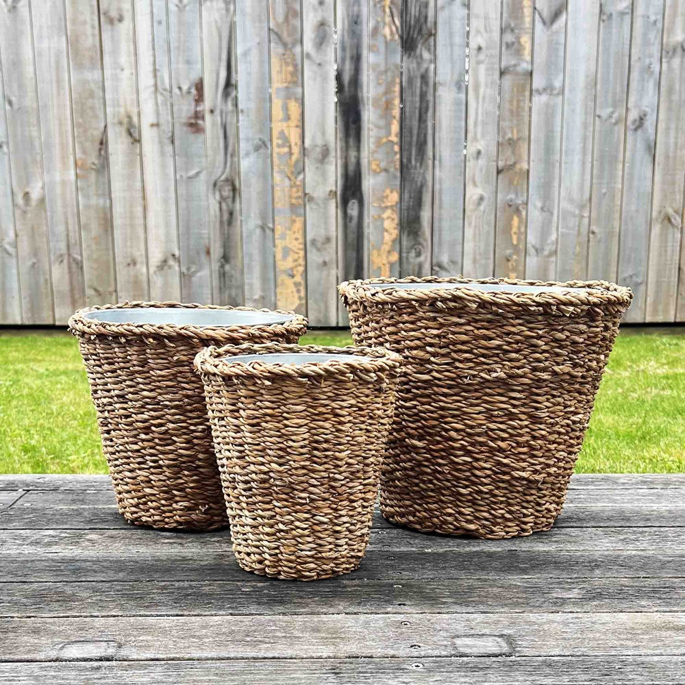 SEAGRASS BALTI BASKET SET OF 3 WITH TIN LINERS